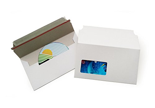Medienversandverpackungen weiß mit Brief aus Vollpappe mit Fenster, mit Selbstklebeverschluss, 218x121 mm(PS.092) (100) von Kurt-Europe.de