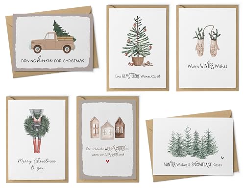 KuschelICH Weihnachtskarten Cozy Christmas mit Briefumschlägen Postkarten Grußkarten von KuschelICH