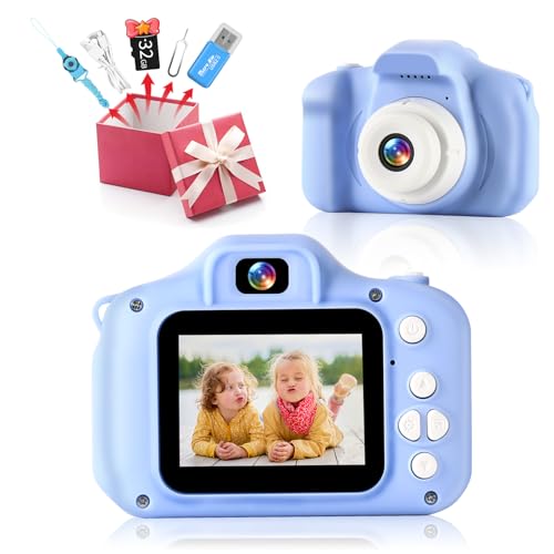 Kinderkamera, Kussla 1080P HD Kinder Kamera mit 32GB SD-Karte, 2,0 Zoll Selfie Digitalkamera Kinder, Fotoapparat Kinder Weihnachten Geburtstag Geschenke für 3-12 Jahre Mädchen Junge (Blau) von Kussla