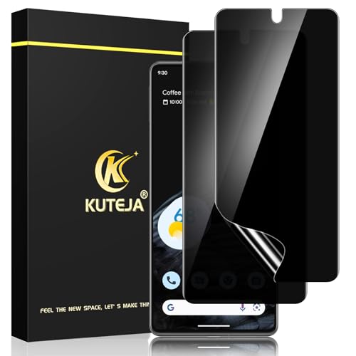 Kuteja [2 Stück] Privacy TPU Schutzfolie für Google Piexl 7 Pro 5G, Anti Spähen Sichtschutz, Anti-Kratzen, Fingerabdruck-ID Blasenfreie Weich Displayschutzfolie für Google 7 Pro Anti-Spy Folie von Kuteja