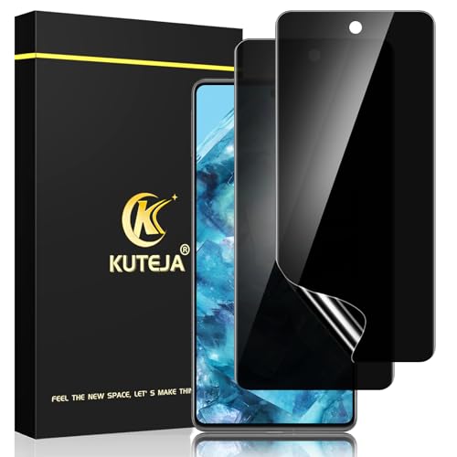 Kuteja [2 Stück] Privacy TPU Schutzfolie für Google Pixel 8 Pro 5G, Anti Spähen Sichtschutz, Anti-Kratzen, Fingerabdruck-ID Blasenfreie Weich Displayschutzfolie für Pixel 8 Pro Anti-Spy Folie von Kuteja