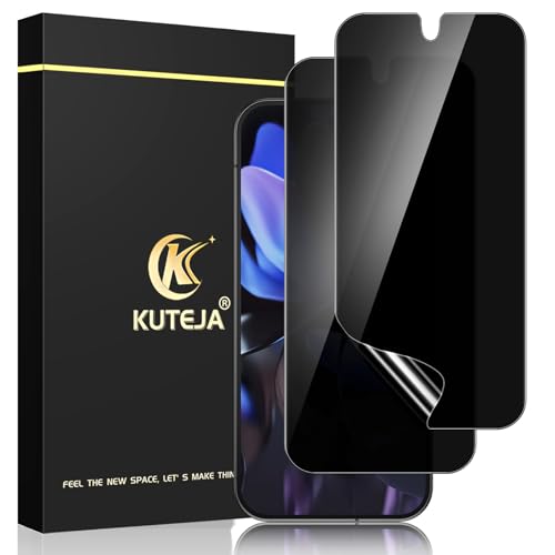 Kuteja [2 Stück] Privacy TPU Schutzfolie für Google Pixel 9/9 Pro 5G, Anti Spähen Sichtschutz, Anti-Kratzen, Fingerabdruck-ID Blasenfreie Weich Displayschutzfolie für Pixel 9/9 Pro Anti-Spy Folie von Kuteja
