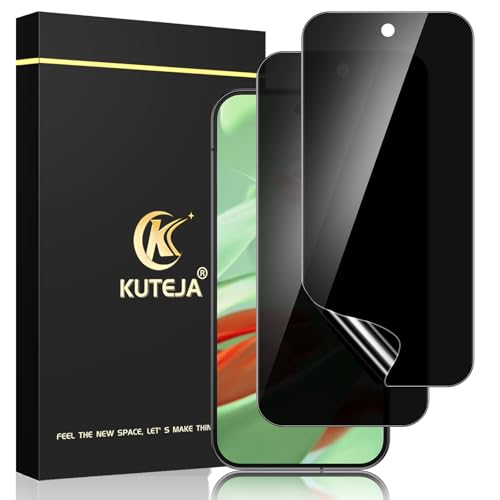 Kuteja [2 Stück] Privacy TPU Schutzfolie für Google Piexl 9 Pro XL 5G, Anti Spähen Sichtschutz, Anti-Kratzen, Fingerabdruck-ID Blasenfreie Weich Displayschutzfolie für Google 9 Pro XL Anti-Spy Folie von Kuteja