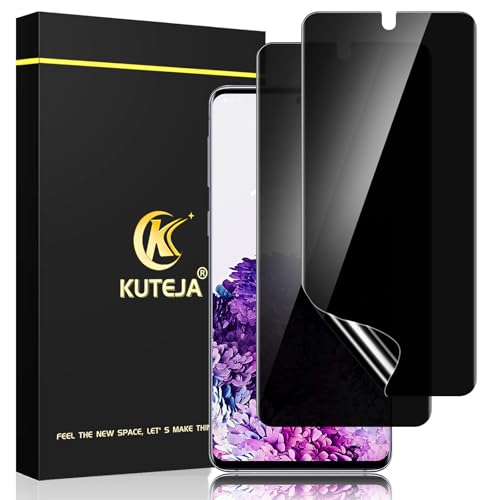 Kuteja [2 Stück] Privacy TPU Schutzfolie für Samsung Galaxy S20 Plus, Anti Spähen Sichtschutz, Anti-Kratzen, Fingerabdruck-ID Blasenfreie Weich Displayschutzfolie für S20 Plus Anti-Spy Folie von Kuteja