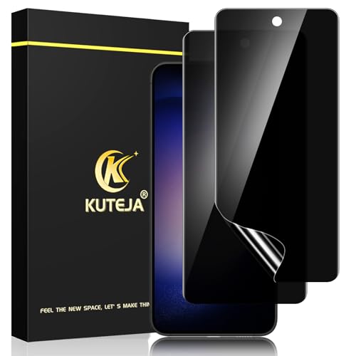 Kuteja [2 Stück] Privacy TPU Schutzfolie für Samsung Galaxy S23 5G, Anti Spähen Sichtschutz, Anti-Kratzen, Fingerabdruck-ID Blasenfreie Weich Displayschutzfolie für S23 Anti-Spy Folie von Kuteja