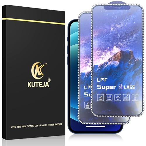 Kuteja Matt Diamanten Panzer Schutz Glas für iPhone 12/12 Pro [2 Stück], 9H Härte Full Screen Matte Blinkender Diamant Schutzfolie, Anti-Fingerabdruck, Blendschutz von Kuteja