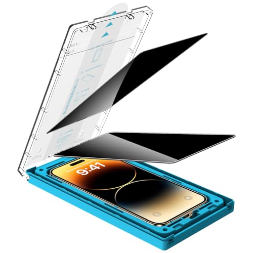 Kuteja für Panzerglas Sichtschutz für iPhone 14 Pro Max [2 Stück], 9H Härte Full Screen Schutzfolie [Automatische Staubentfernung Installation], Anti-Kratzen Gehärtetem Glas Displayschutzfolie von Kuteja