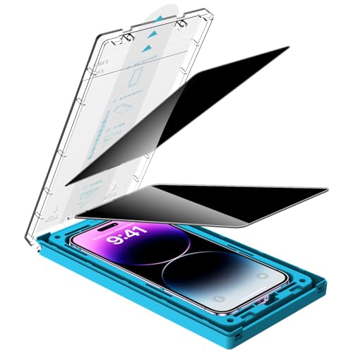 Kuteja Sichtschutz für iPhone 14 Pro [2 Stück], 9H Härte Full Screen Schutzfolie [Automatische Staubentfernung Installation], Anti-Kratzen Gehärtetem Glas Displayschutzfolie von Kuteja