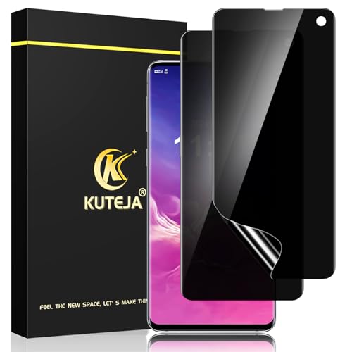 Kuteja Displayschutzfolie für Samsung Galaxy S10 Privatsphäre, [Fingerabdruck-Entsperrung] Vollständige Abdeckung Galaxy S10 Anti-Spionage-TPU-Displayschutzfolie, hohe Empfindlichkeit von Kuteja