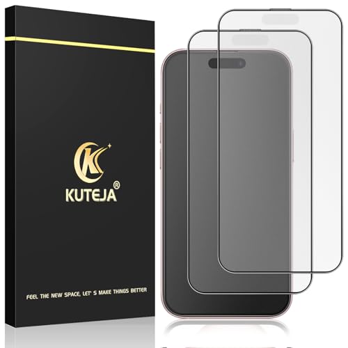 Kuteja Matt Panzer Schutz Glas für iPhone 15 [2 Stück], 9H Härte Full Screen Matte Schutzfolie, Anti-Fingerabdruck, Blendschutz, Anti-Kratzen Gehärtetem Glas Displayschutzfolie von Kuteja