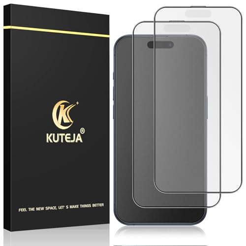 Kuteja Matt Panzer Schutz Glas für iPhone 15 Pro [2 Stück], 9H Härte Full Screen Matte Schutzfolie, Anti-Fingerabdruck, Blendschutz, Anti-Kratzen Gehärtetem Glas Displayschutzfolie von Kuteja