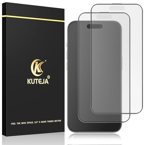 Kuteja Matt Panzer Schutz Glas für iPhone 15 Pro Max [2 Stück], 9H Härte Full Screen Matte Schutzfolie, Anti-Fingerabdruck, Blendschutz, Anti-Kratzen Gehärtetem Glas Displayschutzfolie von Kuteja