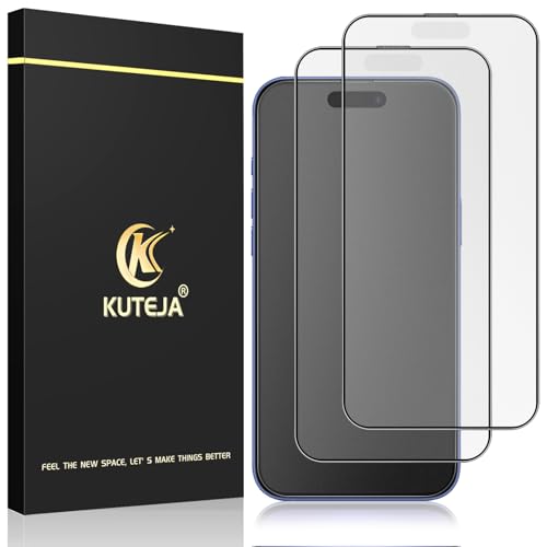 Kuteja Matt Panzer Schutz Glas für iPhone 16 Plus [2 Stück], 9H Härte Full Screen Matte Schutzfolie, Anti-Fingerabdruck, Blendschutz, Anti-Kratzen Gehärtetem Glas Displayschutzfolie von Kuteja