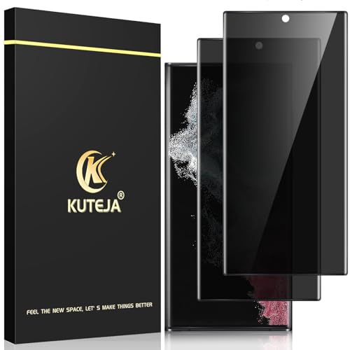 Kuteja Panzerglas Sichtschutz für Samsung Galaxy S22 Ultra 5G [2 Stück], 9H Härte Folie, Anti-Kratzen Privacy Schutzfolie Gehärtetem Glas Displayschutzfolie für Galaxy S22 Ultra von Kuteja