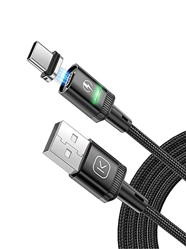 Kuulaa Magnetisches USB-C-Ladekabel, 3A magnetisches USB-Kabel mit Typ-C-Adapter, unterstützt QC 3.0 Schnelllade-Datentransfer, Nylon-geflochtenes Magnet-Ladekabe (Black, 1M) von Kuulaa