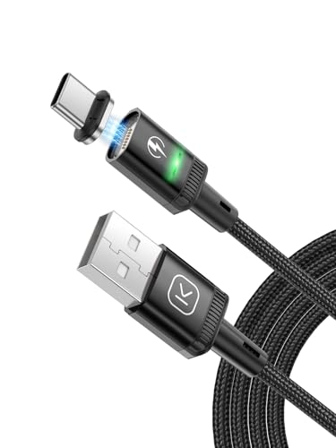 Kuulaa Magnetisches USB-C-Ladekabel, 3A magnetisches USB-Kabel mit Typ-C-Adapter, unterstützt QC 3.0 Schnelllade-Datentransfer, Nylon-geflochtenes Magnet-Ladekabe (Black, 1M) von Kuulaa