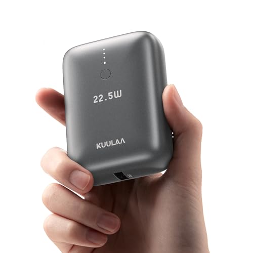 Kuulaa Power Bank, 22.5W Mini Powerbank 10000mAh Klein Aber Stark, PD & QC 3.0 USB C Power Bank Externe Handyakkus Schnelles Aufladen Kompatibel mit iPhone, Samsung, Huawei, Xiaomi usw(Gray) von Kuulaa