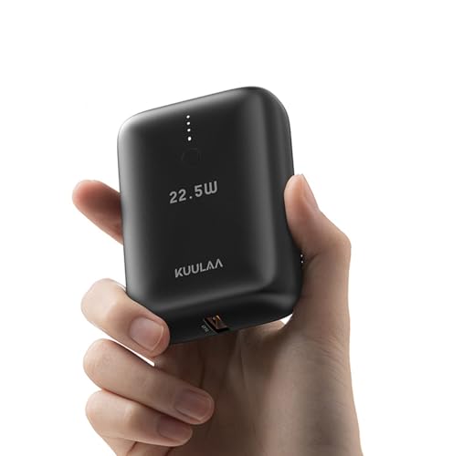 Kuulaa Power Bank, 22.5W Mini Powerbank 10000mAh Klein Aber Stark, PD & QC 3.0 USB C Power Bank Externe Handyakkus Schnelles Aufladen Kompatibel mit iPhone, Samsung, Huawei, Xiaomi usw(Schwarz) von Kuulaa