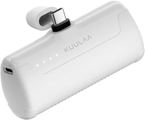 Kuulaa Power Bank USB C 4500mAh, Mini Externer Akku, Schnelles Aufladen USB C Powerbank ohne Kabel, klein Aber stark Handy Tragbares Ladegeräte Kompatibel mit Samsung, Huawei, USB C-Handys (Weiß) von Kuulaa