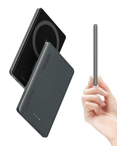 Kuulaa Powerbank Magsafe 5000mAh PD 20W, Slim Powerbank Magsafe, 8mm Ultra Dünn Wireless Powerbank Magnetische Externe Batterie für iPhone 15/14/13/12 Plus/Pro/ProMax Series von Kuulaa