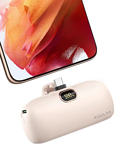 Kuulaa Powerbank USB C 5000mAh, 20W PD Schnelles Aufladen Power Bank Klein Aber Stark, Compact LED Digitalanzeige Mini Powerbank USB C Kompatibel mit iPhone 15, Samsung, Huawei, USB-C-Handys usw von Kuulaa