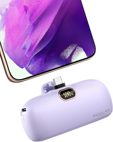 Kuulaa Powerbank USB C 5000mAh, 20W PD Schnelles Aufladen Power Bank Klein Aber Stark, Compact LED Digitalanzeige Mini Powerbank USB C Kompatibel mit iPhone 15, Samsung, Huawei, USB-C-Handys usw von Kuulaa