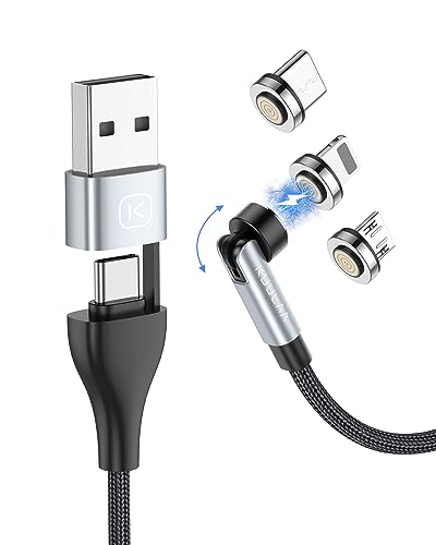 Kuulaa USB C Magnetic Charging Cable, 360° & 180° Fast Charge Magnetic Charging Cable, 6 in 1 USB C/A to Type C Magnetic Cable for Type C/Micro USB/i-Products/Galaxy S22/S23/S23 Ultra/MacBook (2M) von Kuulaa