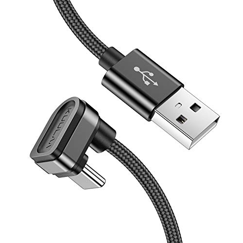 Kuulaa USB Typ C Winkelstecker Kabel 2M, 180 Grad Winkel Datenkabel Stark Nylon USB C Ladekabel für USB Typ-C Geräte Inklusive Huawei P20, Samsung Galaxy S9, S8+, MacBook, Xiaomi (Schwarz-2M) von Kuulaa