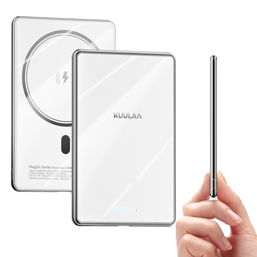 Kuulaa Ultra Slim PowerBank, 5000 mAh, MagSafe PowerBank mit Type C 20W Ausgangsleistung, Schnellladefunktion, 7,2 mm Dünn, Mini Powerbank für iPhone 16 Pro Max/15 Pro/15/14/13/12 Kuulaa Ultra Slim PowerBank, 5000 mAh, MagSafe PowerBank mit Type C 20W Ausgangsleistung, Schnellladefunktion, 7,2 mm Dünn, Mini Powerbank für iPhone 16 Pro Max/15 Pro/15/14/13/12 von Kuulaa