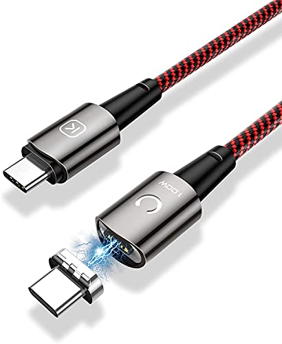Magnetisches USB-C-Kabel, 100 W (20 V / 5 A max.), USB-C auf USB-C-Kabel, Datentransfer-USB-Ladekabel, kompatibel für MacBook Pro 2018–2020, iPad Pro 2020, Galaxy S20 und weitere USB-C-Geräte (1M) von Kuulaa
