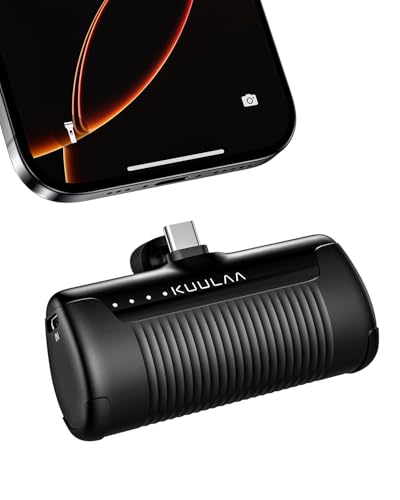 Power Bank USB C 4500mAh, 20W PD Schnelles Aufladen Powerbank Schlank Extrener Akku Pack Kompatibel mit iPhone 15/15Pro/15 Plus Samsung S23,S22/Note und mehr(Schwarz) von Kuulaa