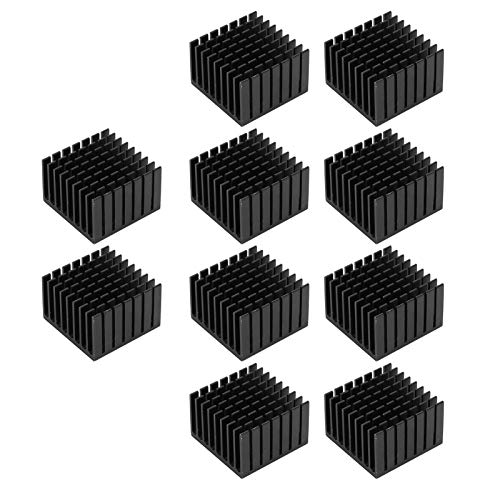 10-teiliges Kühlkörper-Kit, TP37*37 * 24 Kühlkörper-Set,Aluminium-Kühlkörper,Schwarze Kühlkörper Thermo-Klebepad Kühler aus dickem Material mit Selbstklebendem Aluminium-Kühl von Kuuleyn