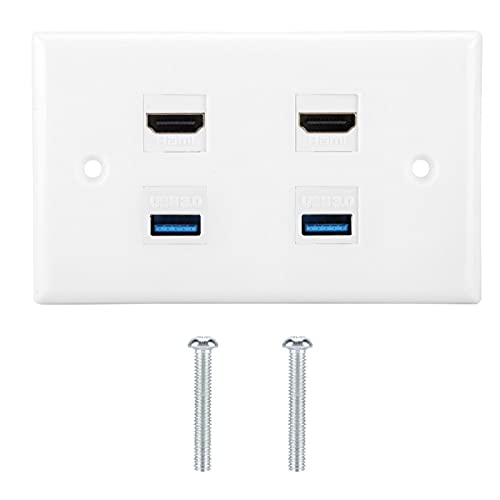 Kuuleyn HDMI-Panel, HDMI-Wandpanel, 2-Port-HDMI-Panel, 2-Port-HDMI und 2-Port-USB3.0-HDMI-Kupplungsabdeckung Audio-Video-HDTV-Wandplatten-Panel mit Schrauben für die technische Verkabelung Kuuleyn HDMI-Panel, HDMI-Wandpanel, 2-Port-HDMI-Panel, 2-Port-HDMI und 2-Port-USB3.0-HDMI-Kupplungsabdeckung Audio-Video-HDTV-Wandplatten-Panel mit Schrauben für die technische Verkabelung von Kuuleyn