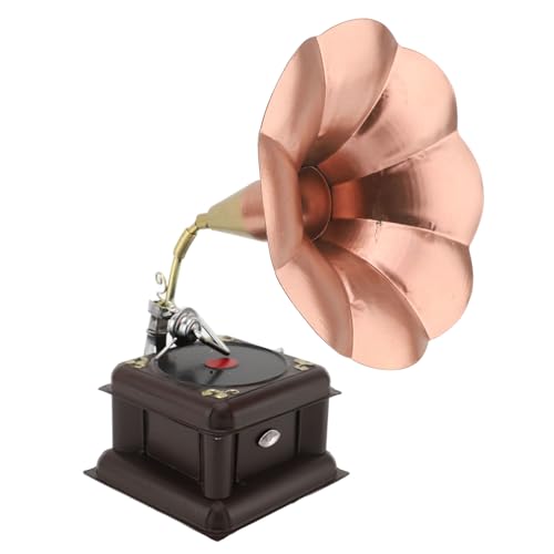 Kuuleyn Vintage-Phonographenmodell, Eisen, Vintage-Phonograph, geeignet für Heimdekoration und Urlaubsparty-Atmosphäre, Skulptur, Innendekoration, Statue (Bronze) von Kuuleyn