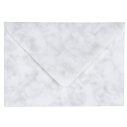Kuvertwelt Briefumschläge DIN C6 (162x114mm) 25 Stück Weiß marmoriert Nassklebende Umschläge für Karten und Einladungen – Umschläge für Geschäftspost, Büro, Hochzeit und den privaten Gebrauch von Kuvertwelt