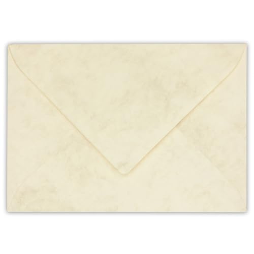 Kuvertwelt Briefumschläge DIN C6 (162x114mm) 50 Stück Creme marmoriert Nassklebende Umschläge für Karten und Einladungen – Umschläge für Geschäftspost, Büro, Hochzeit und den privaten Gebrauch von Kuvertwelt