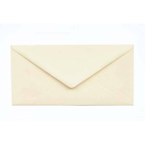 Kuvertwelt Briefumschläge DIN C6 (220x110mm) - Nassklebend - Hochwertige Umschläge in verschiedenen Stückzahlen 100 Stück Briefumschläge DIN Lang nassklebend Creme von Kuvertwelt