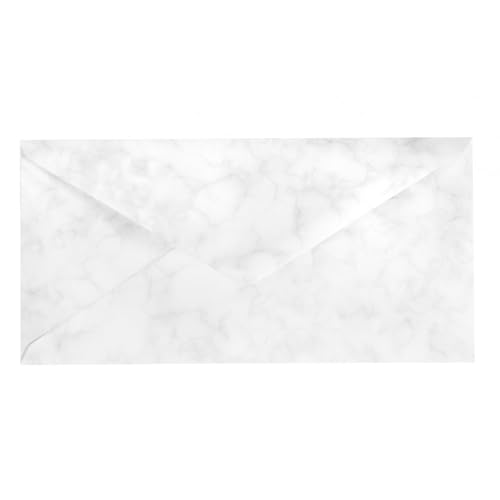 Kuvertwelt Briefumschläge DIN C6 (220x110mm) - Nassklebend - Hochwertige Umschläge in verschiedenen Stückzahlen 200 Stück Briefumschläge DIN Lang nassklebend marmoriert Weiß von Kuvertwelt