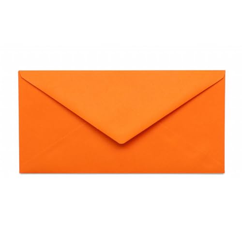 Kuvertwelt Briefumschläge DIN C6 (220x110mm) - Nassklebend - Hochwertige Umschläge in verschiedenen Stückzahlen 25 Stück Briefumschläge DIN Lang nassklebend Orange von Kuvertwelt