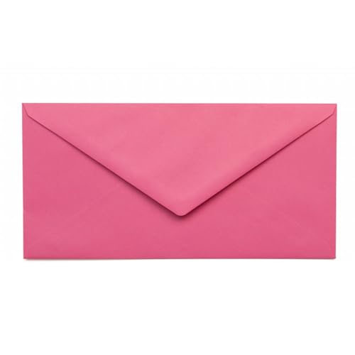 Kuvertwelt Briefumschläge DIN C6 (220x110mm) - Nassklebend - Hochwertige Umschläge in verschiedenen Stückzahlen 25 Stück Briefumschläge DIN Lang nassklebend Pink von Kuvertwelt