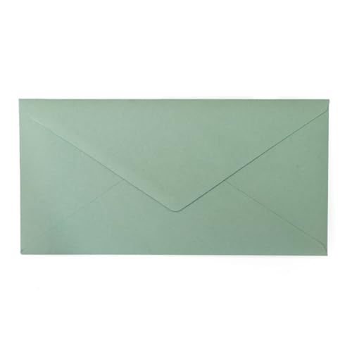 Kuvertwelt Briefumschläge DIN C6 (220x110mm) - Nassklebend - Hochwertige Umschläge in verschiedenen Stückzahlen 50 Stück Briefumschläge DIN Lang nassklebend Eukalyptus von Kuvertwelt