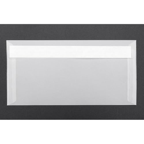 Kuvertwelt Briefumschläge DIN Lang (220x110mm) - Haftklebend - Hochwertige Umschläge in verschiedenen Stückzahlen 25 Stück Briefumschläge DIN Lang haftklebend Transparent von Kuvertwelt
