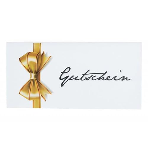 Kuvertwelt Gutschein-Briefumschläge Din Lang (220X110Mm) - Haftklebend - Hochwertige Umschläge Für Gutscheine In Verschiedenen Stückzahlen 50 Stück Druck Gutschein Gold-Schleife Längs von Kuvertwelt