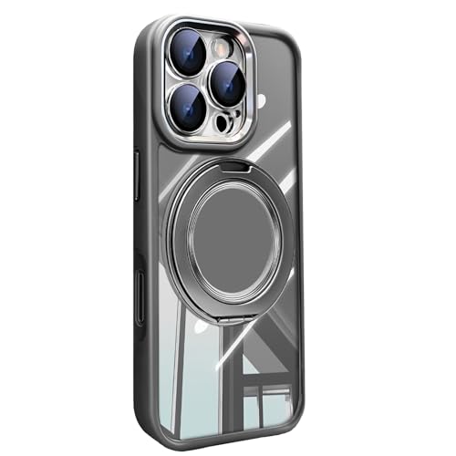 Schutzhülle für iPhone 16 Pro, Handyhülle, ausgestattet mit einer Objektivhülle und einem Displayschutz, bidirektionale Halterung, kompatibel mit MagSafe (Grau, 16 Pro) von Kuwocy