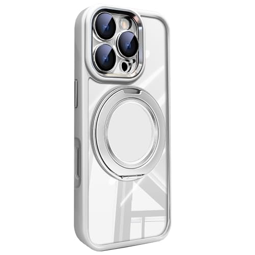 Schutzhülle für iPhone 16 Pro, Handyhülle, ausgestattet mit einer abnehmbaren Objektivhülle und einem Displayschutz, bidirektionale Halterung, kompatibel mit MagSafe (Weiß, 16 Pro) von Kuwocy