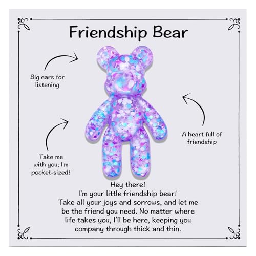 Kvekstio Freundschaftsbär Taschenumarmung Geschenk "Thinking of You", beste Freunde, Taschenbär, Geschenk für beste BFF, Aufheitern, Taschengröße, Bärenumarmung Geschenk für emotionale Unterstützung von Kvekstio