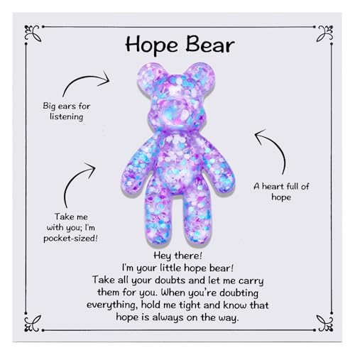 Kvekstio Hope Bear, Taschengröße Bär Geschenk für emotionale Unterstützung, psychische Gesundheit, Taschenbären Umarmung Geschenk für Freunde Familie, Stressabbau, Positivität, tägliche Erinnerung an von Kvekstio