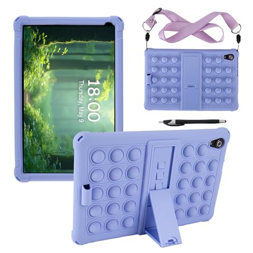 Kwamaz Schutzhülle für Urao 10,1 Zoll Tablet CP107 (2024), weiche Silikon-Schutzhülle mit Standfunktion, mit Riemen, für Android 14 Tablet (lila) von Kwamaz