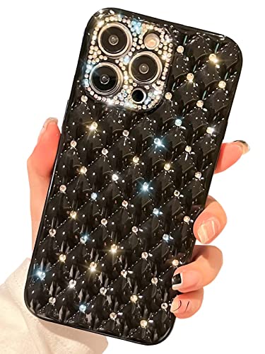Kwhapoo Glitzernde Schutzhülle für iPhone 13, mit Glitzer-Diamant, flexibel, TPU, schlanke Passform, rutschfeste Kameraschutzhüllen für Frauen und Mädchen, 15,5 cm (6,1 Zoll), Schwarz von Kwhapoo