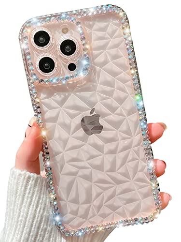 Kwhapoo Kompatibel mit iPhone 11 6,1 Zoll Hülle, 3D Crystal Clear Bling Diamant Strass Hülle für Mädchen Frauen, Glänzend Glitzer Weiche Silikon Linse Vollschutz Handyhüllen (Rosa) von Kwhapoo